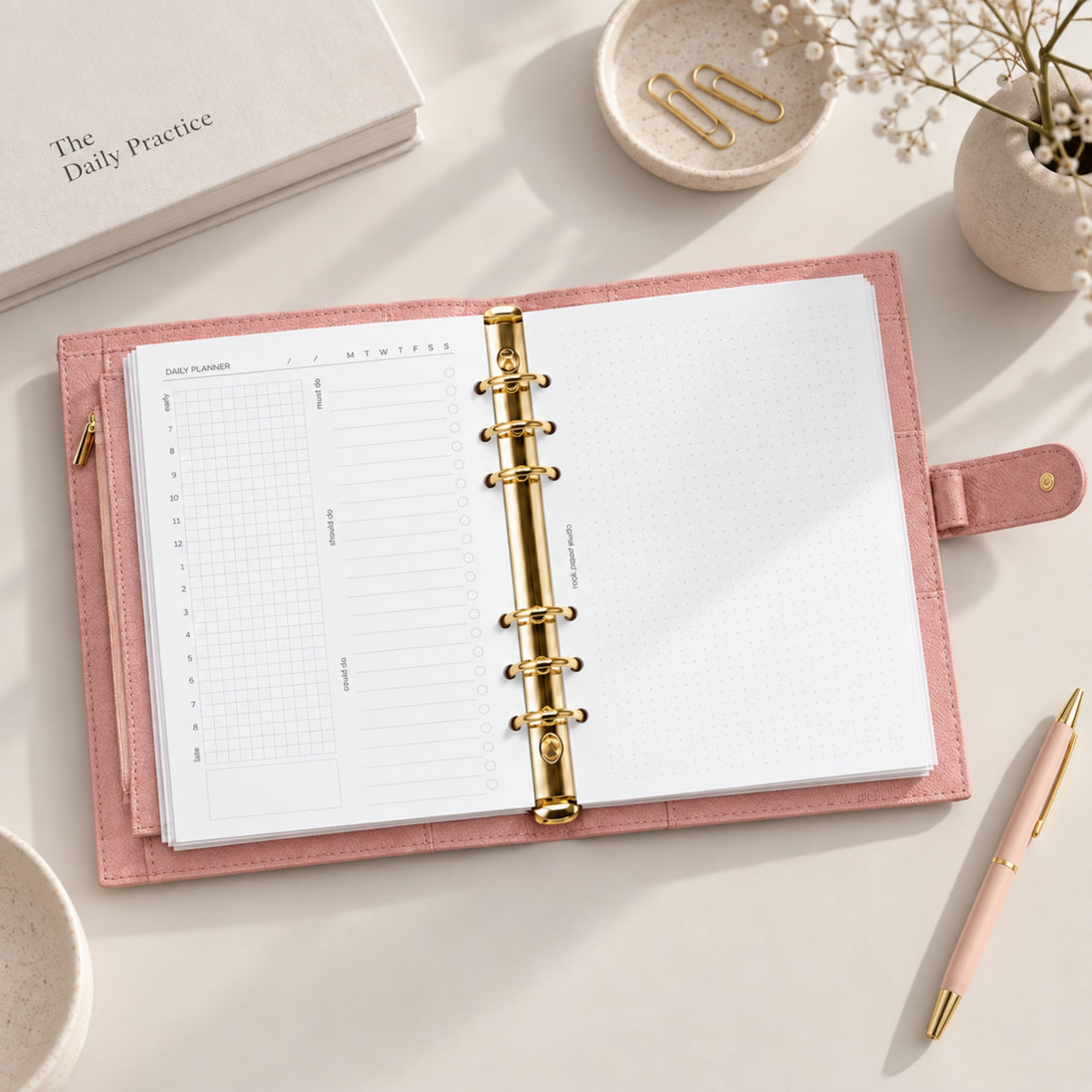 Signature A5 Binder 6-Ring Planner Cover | Pink