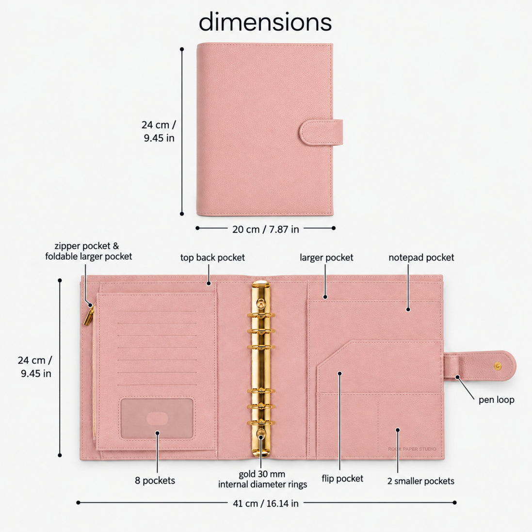 Signature A5 Binder 6-Ring Planner Cover | Pink