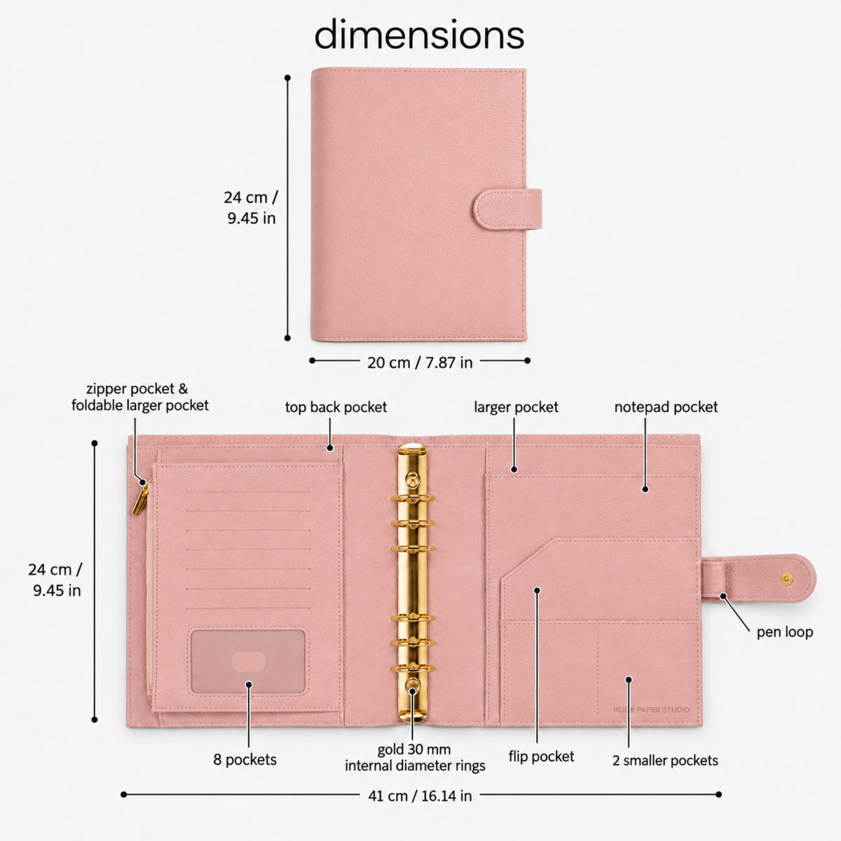 Signature A5 Binder 6-Ring Planner Cover | Pink