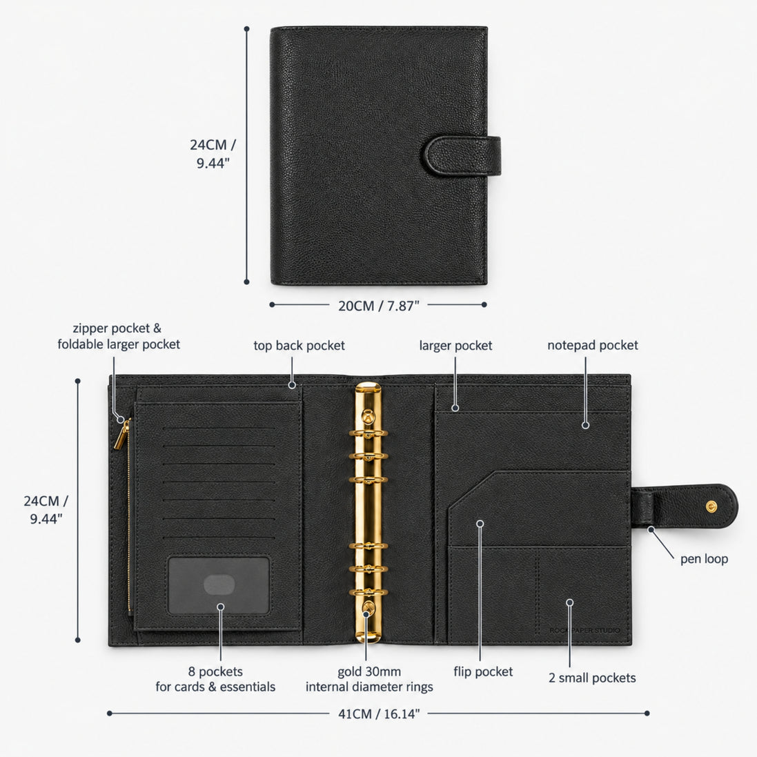 Signature A5 Binder 6-Ring Planner Cover | Black