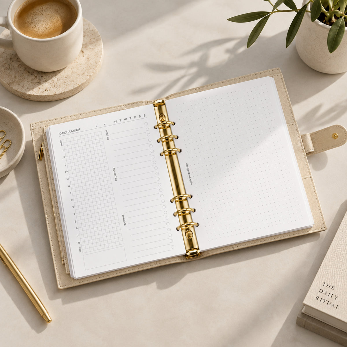 Signature A5 Binder 6-Ring Planner Cover | Cream