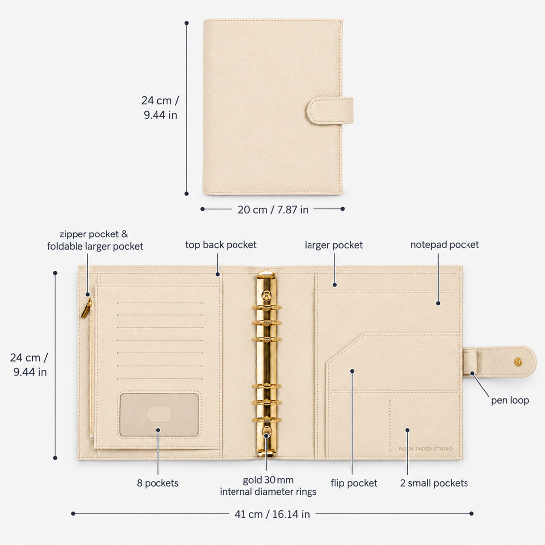 Signature A5 Binder 6-Ring Planner Cover | Cream