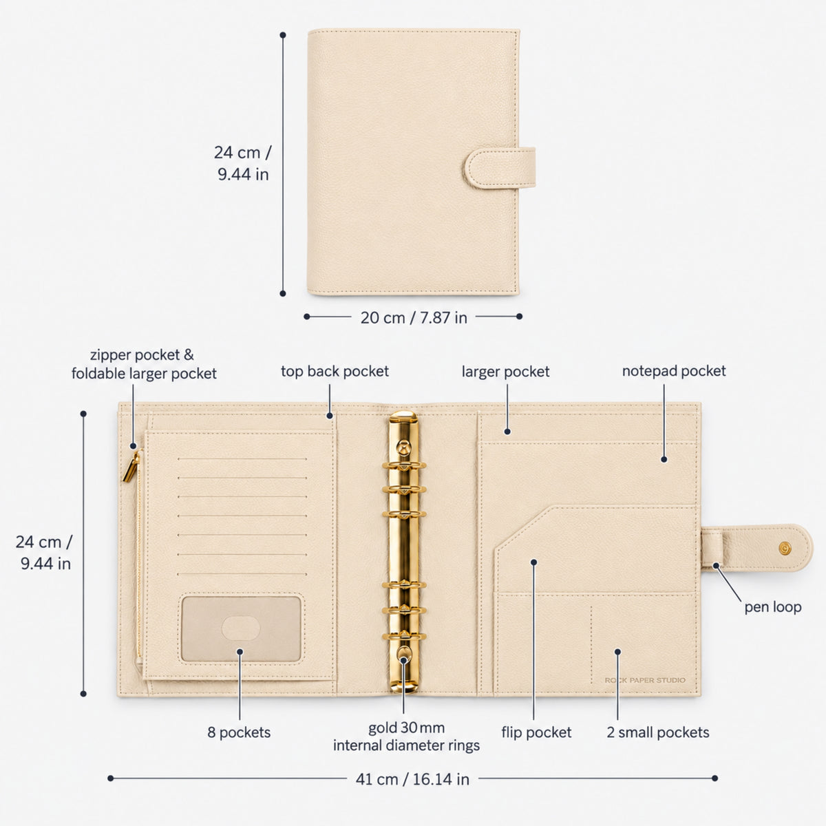 Signature A5 Binder 6-Ring Planner Cover | Cream
