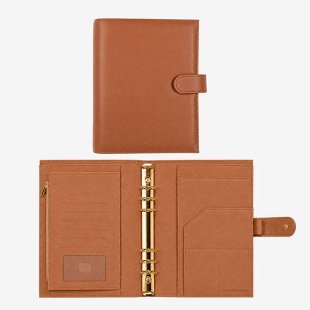 Signature A5 Binder 6-Ring Planner Cover | Saddle Brown
