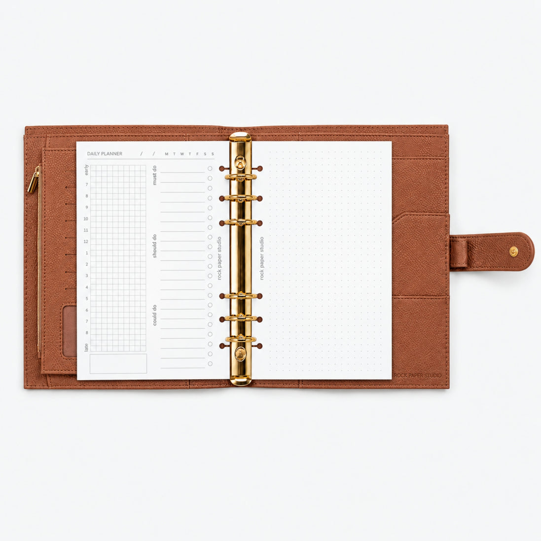 Signature A5 Binder 6-Ring Planner Cover | Saddle Brown