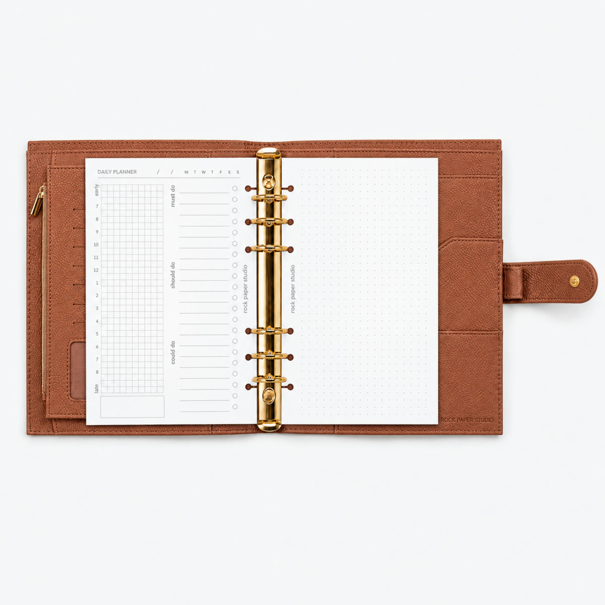 Signature A5 Binder 6-Ring Planner Cover | Saddle Brown
