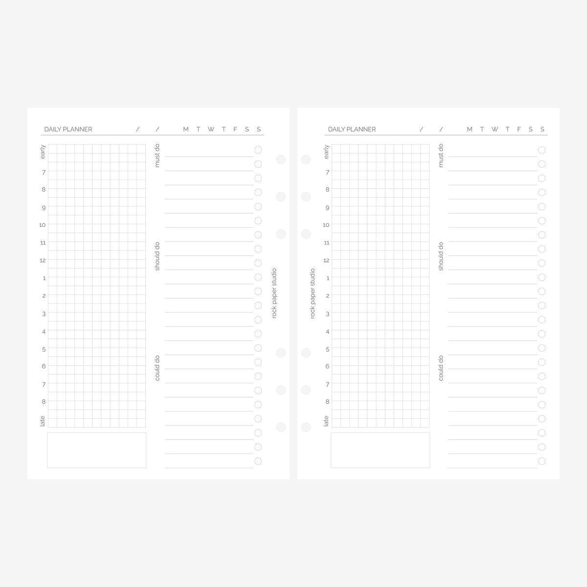 Undated A5 Daily Planner Inserts | Day Per Page | 30 days | 6 Ring Binder Refill Pages