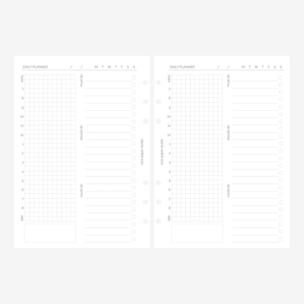 Undated A5 Daily Planner Inserts | Day Per Page | 30 days | 6 Ring Binder Refill Pages