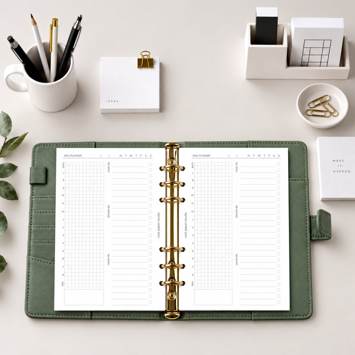 Undated A5 Daily Planner Inserts | Day Per Page | 30 days | 6 Ring Binder Refill Pages