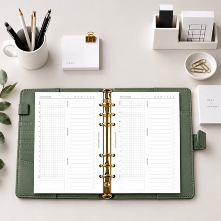 Undated A5 Daily Planner Inserts | Day Per Page | 30 days | 6 Ring Binder Refill Pages