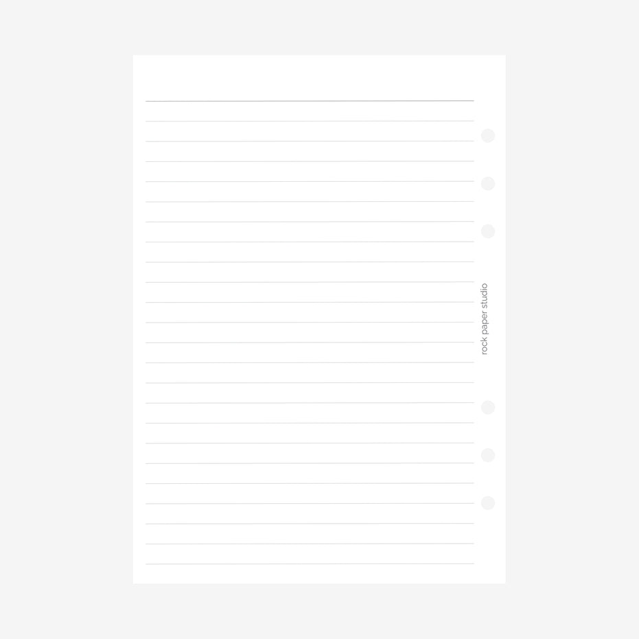 A5 Lined Pages Planner Inserts | 6 Ring Binder Refill Pages