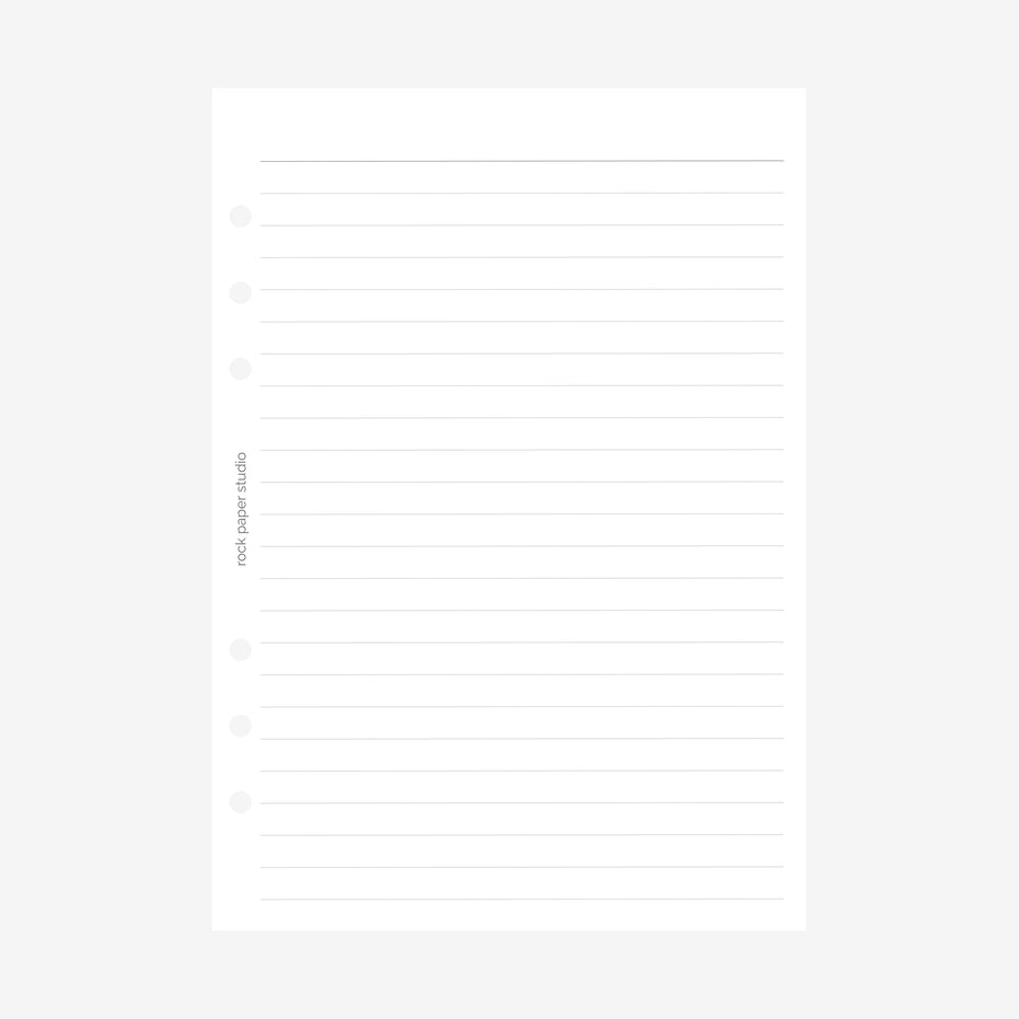 A5 Lined Pages Planner Inserts | 6 Ring Binder Refill Pages