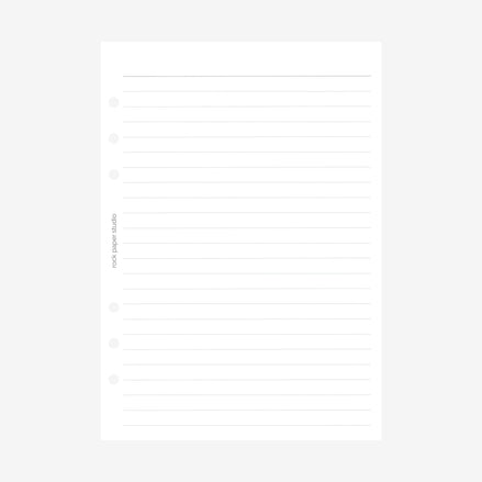 A5 Lined Pages Planner Inserts | 6 Ring Binder Refill Pages