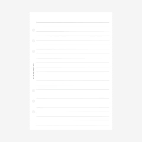 A5 Lined Pages Planner Inserts | 6 Ring Binder Refill Pages
