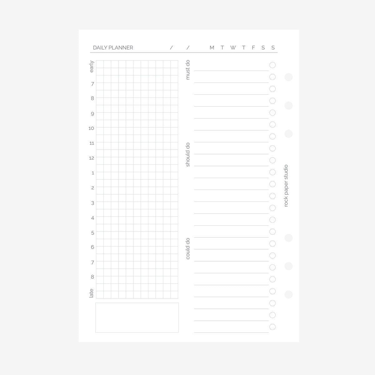 Undated A5 Daily Planner Inserts | Double Page Spread | 30 days | 6 Ring Binder Refill Pages