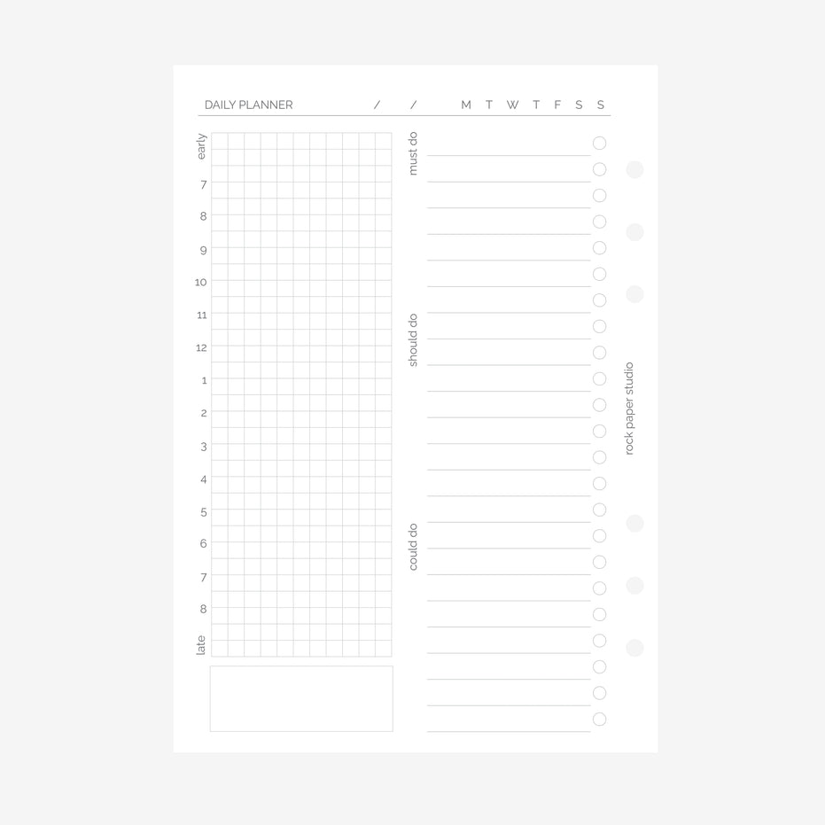 Undated A5 Daily Planner Inserts | Double Page Spread | 30 days | 6 Ring Binder Refill Pages