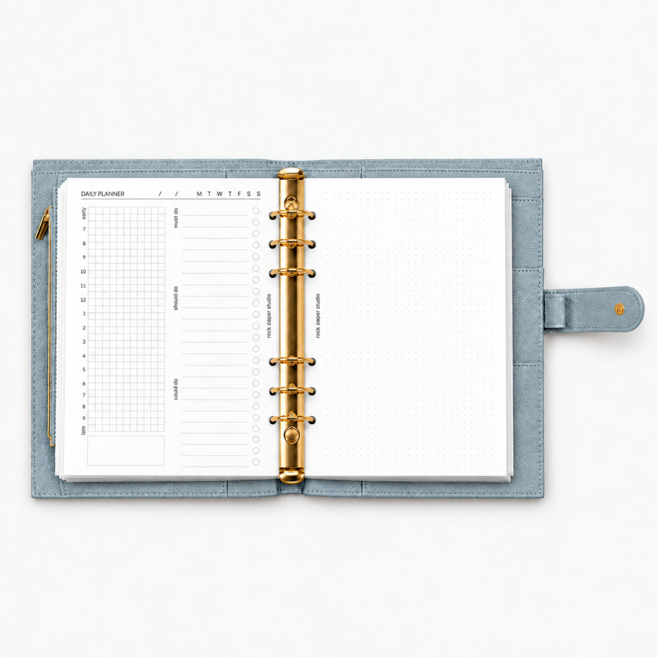 Undated A5 Daily Planner Inserts | Double Page Spread | 30 days | 6 Ring Binder Refill Pages