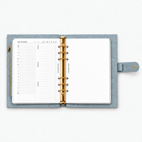 Undated A5 Daily Planner Inserts | Double Page Spread | 30 days | 6 Ring Binder Refill Pages